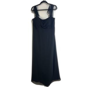 Watters & Watters Black Knotted Strap Sweetheart Sleeveless Midi Long Dress 16